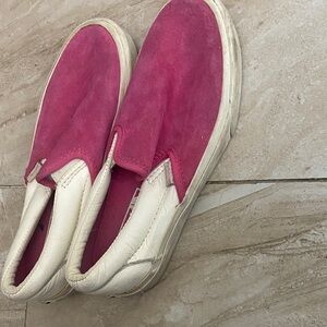 Vans Pink and White Slip-On Shoes